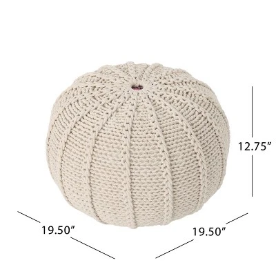 NicBex Knitted Cotton Round Pouf Comfortable And Durable Accent Furniture Ideal For Relaxing And Additional Seating, Beige 5 NicBex Knitted Cotton Round Pouf Comfortable And Durable Accent Furniture Ideal For Relaxing And Additional Seating, Beige - Image 3