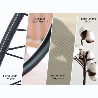 NicBex Egg Chair Indoor&Outdoor,Porch Swing With Cushion,Wicker Hanging Chair With Stand,Hammock Chair For For Bedroom,Balcony,Beige 6 NicBex Egg Chair Indoor&Outdoor,Porch Swing With Cushion,Wicker Hanging Chair With Stand,Hammock Chair For For Bedroom,Balcony,Beige - Image 4