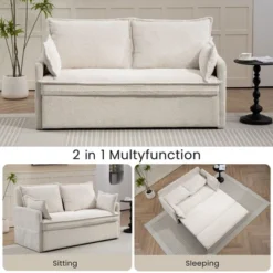 NicBex Convertible Pull Out Sofa Bed Loveseat Couch With Charging Ports & Side Storage,Chenille Fabric Sleeper Sofa For Living Room,Bedroom,White59.5" 7 NicBex Convertible Pull Out Sofa Bed Loveseat Couch With Charging Ports & Side Storage,Chenille Fabric Sleeper Sofa For Living Room,Bedroom,White59.5" -Nicbex GUEST a1c0b21e 9d29 47ab b5e7 282bd48f2ecc