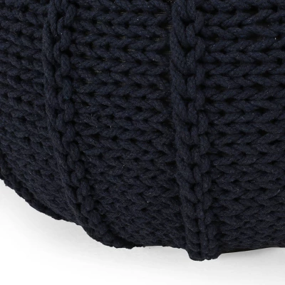 NicBex Knitted Cotton Round Pouf Comfortable And Durable Accent Furniture Ideal For Relaxing And Additional Seating, Dark Blue 4 NicBex Knitted Cotton Round Pouf Comfortable And Durable Accent Furniture Ideal For Relaxing And Additional Seating, Dark Blue - Image 2