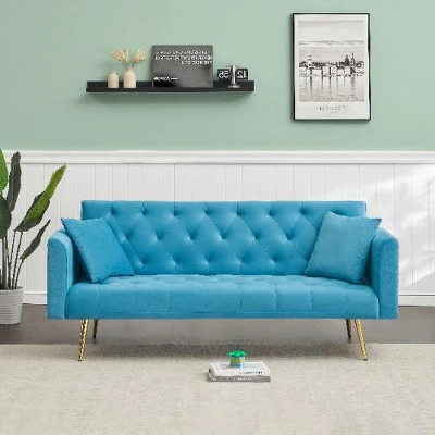 NicBex 71" Modern Convertible Sofa Bed, Velvet Couch For Living Room, American Retro Sleeper Sofa, Upholstered Loveseat Sofa For Living Room 13 NicBex 71" Modern Convertible Sofa Bed, Velvet Couch For Living Room, American Retro Sleeper Sofa, Upholstered Loveseat Sofa For Living Room - Image 11