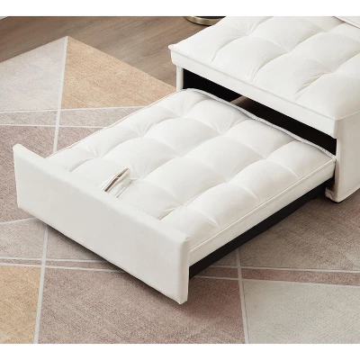 NicBex Convertible Sofa Bed Single Couch With Pull Out Bed & Detachable Backs,Upholstered Velvet Sleeper Sofa For Living Room,Bedroom,White 5 NicBex Convertible Sofa Bed Single Couch With Pull Out Bed & Detachable Backs,Upholstered Velvet Sleeper Sofa For Living Room,Bedroom,White - Image 3