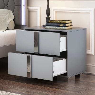 NicBex Night Stand With Drawers,Mirrored Side Table With Metal Handles,Modern Nightstand For Bedroom,Living Room,Bedroom Furniture 6 NicBex Night Stand With Drawers,Mirrored Side Table With Metal Handles,Modern Nightstand For Bedroom,Living Room,Bedroom Furniture - Image 4