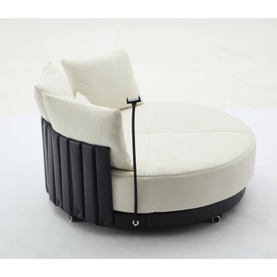 NicBex Couches For Living Room 52.75'' Oversized Round Swivel Chair Upholstered Sofa Couples Chair With Adjustable Phone Stand For Bedroom 5 NicBex Couches For Living Room 52.75'' Oversized Round Swivel Chair Upholstered Sofa Couples Chair With Adjustable Phone Stand For Bedroom - Image 3