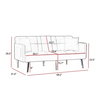 NicBex Velvet Loveseat Sofa Modern Sofa Couch With Soft Cushion And Metal Legs Convertible Sofa Bed For Bedroom,Living Room 4 NicBex Velvet Loveseat Sofa Modern Sofa Couch With Soft Cushion And Metal Legs Convertible Sofa Bed For Bedroom,Living Room - Image 2