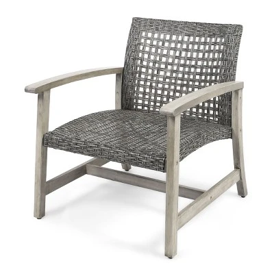 NicBex Set Of 2 Antique-Style Wicker Club Chair, Weather-Resistant Outdoor Dining Chairs With Acacia Wood & Wicker, Gray 8 NicBex Set Of 2 Antique-Style Wicker Club Chair, Weather-Resistant Outdoor Dining Chairs With Acacia Wood & Wicker, Gray - Image 6