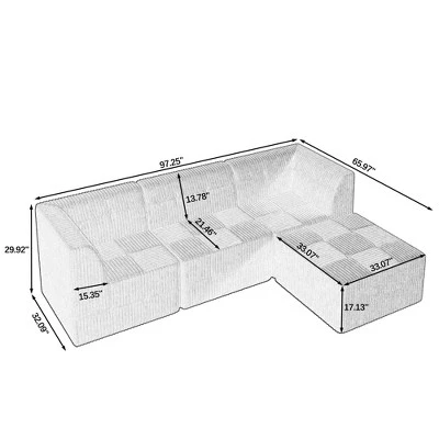 NicBex Couches For Living Room Single Seat Compressed Sofa Corduroy Sectional Sofa Couch Modern Upholstered Sofa Bed Sleeper For Apartment 4 NicBex Couches For Living Room Single Seat Compressed Sofa Corduroy Sectional Sofa Couch Modern Upholstered Sofa Bed Sleeper For Apartment - Image 2