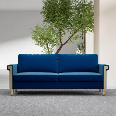 NicBex Couches For Living Room 76" Sofa Velvet Upholstered 2-Seat Couch Soft Sponges Modern Designs Sofa With Gold Trim And Cozy Cushions 7 NicBex Couches For Living Room 76" Sofa Velvet Upholstered 2-Seat Couch Soft Sponges Modern Designs Sofa With Gold Trim And Cozy Cushions - Image 5