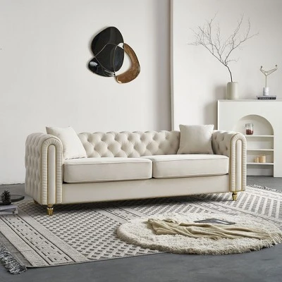 NicBex Couches For Living Room 86" Loveseat Sofa Luxury Modern Velvet Fluffy Upholstered 2-seater Sofa With 2 Throw Pillows For Bedroom 7 NicBex Couches For Living Room 86" Loveseat Sofa Luxury Modern Velvet Fluffy Upholstered 2-seater Sofa With 2 Throw Pillows For Bedroom - Image 5