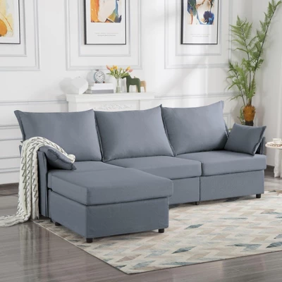 NicBex 93.7 Inch L-Shaped Sectional Sofa,3-Seat Couch With Movable Ottoman And 2 Pillows For Living Room,Bedroom 8 NicBex 93.7 Inch L-Shaped Sectional Sofa,3-Seat Couch With Movable Ottoman And 2 Pillows For Living Room,Bedroom - Image 6