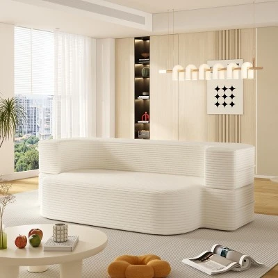 NicBex Plush Corduroy Upholstered Sofa Couch With Innovative Foldable Design,2-Seater Futon Couch Sofa Bed For Living Room,Bedroom 4 NicBex Plush Corduroy Upholstered Sofa Couch With Innovative Foldable Design,2-Seater Futon Couch Sofa Bed For Living Room,Bedroom - Image 2