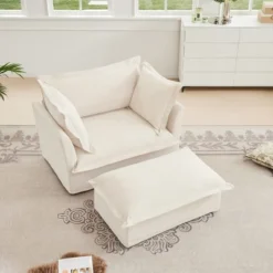 NicBex Couches For Living Room Single Deep Seat Sofa Couch Fabric Slip-covered Armchair With 1 Big Back Cushion And 2 Big Toss Pillows -Nicbex GUEST a8c96ecb 2d06 489a bbca 81e969ebaa86