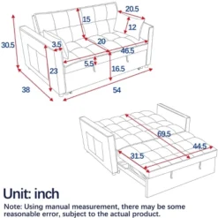 NicBex Modern Pull Out Sofa Bed Velvet Convertible Sleeper Sofa With Adjustable Backrest And 2 Pillows For Living Room