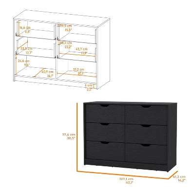 NicBex 6 Drawer Dresser For Bedroom,Modern Style Drawers With Concave Handle,Dressers For Kids Room,Living Room,Entry And Hallway 4 NicBex 6 Drawer Dresser For Bedroom,Modern Style Drawers With Concave Handle,Dressers For Kids Room,Living Room,Entry And Hallway - Image 2