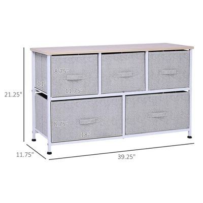 NicBex 5 Drawers Dresser For Bedroom,Fabric Dresser With Wooden Platform,Dressers For Kids Room,Living Room,Entry And Hallway,Gray 4 NicBex 5 Drawers Dresser For Bedroom,Fabric Dresser With Wooden Platform,Dressers For Kids Room,Living Room,Entry And Hallway,Gray - Image 2