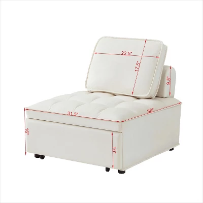 NicBex Convertible Sofa Bed Single Couch With Pull Out Bed & Detachable Backs,Upholstered Velvet Sleeper Sofa For Living Room,Bedroom,White 6 NicBex Convertible Sofa Bed Single Couch With Pull Out Bed & Detachable Backs,Upholstered Velvet Sleeper Sofa For Living Room,Bedroom,White - Image 4