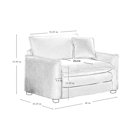 NicBex Couches For Living Room 46" Modern Single Deep Seat Sofa Corduroy Upholstered Armchair 1 Seater Reading Chair With 1 Pillow For Bedroom 5 NicBex Couches For Living Room 46" Modern Single Deep Seat Sofa Corduroy Upholstered Armchair 1 Seater Reading Chair With 1 Pillow For Bedroom - Image 3