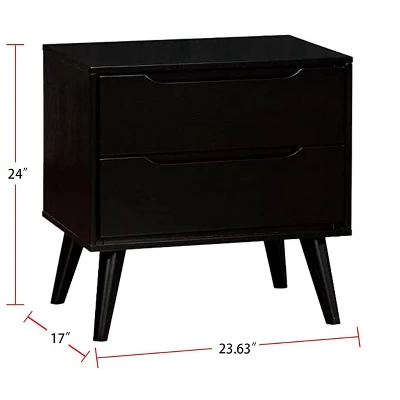 NicBex Mid-Century Nightstand With 2 Drawers,Wooden Night Stand With Tapered Legs,Solid Rubberwood Bedside Table For Bedroom,Living Room 4 NicBex Mid-Century Nightstand With 2 Drawers,Wooden Night Stand With Tapered Legs,Solid Rubberwood Bedside Table For Bedroom,Living Room - Image 2