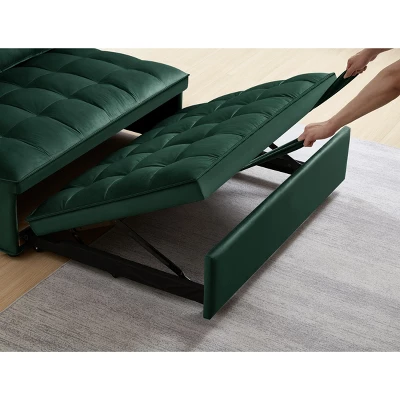 NicBex Convertible Sofa Bed Loveseat Couch With Pull Out Bed & Detachable Backs,Upholstered Velvet Sleeper Sofa For Living Room,Bedroom,Green 5 NicBex Convertible Sofa Bed Loveseat Couch With Pull Out Bed & Detachable Backs,Upholstered Velvet Sleeper Sofa For Living Room,Bedroom,Green - Image 3