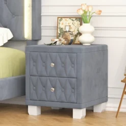 NicBex Modern Nightstand With Drawers,Velvet Bedside Table With Crystal Knobs,Night Stand With Button-Tufted,Side Table For Bedroom,Living Room 14 NicBex Modern Nightstand With Drawers,Velvet Bedside Table With Crystal Knobs,Night Stand With Button-Tufted,Side Table For Bedroom,Living Room -Nicbex GUEST b18fdcd4 d2a0 471a bd8a 5787eb1871cf