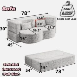 NicBex Modern Floor Sofa Bed With 2 Pillows, Foldable Sleeper Sofa, Teddy Fabric Convertible Sofa, Space-Saving Couch For Living Room, Loveseat Sofa -Nicbex GUEST b198e39f ffba 477a 8bfd 1d8a5962127f
