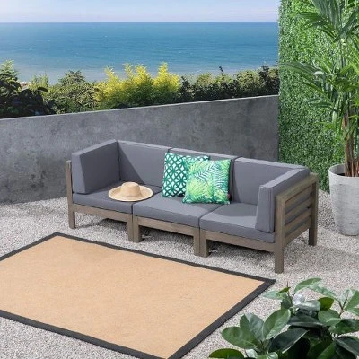 NicBex 3-Piece Sectional Outdoor Couch, Modular Outdoor Patio Sofa Set, Acacia Wood Outdoor Sofa For Small Spaces 5 NicBex 3-Piece Sectional Outdoor Couch, Modular Outdoor Patio Sofa Set, Acacia Wood Outdoor Sofa For Small Spaces - Image 3