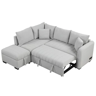 NicBex Modern Pull Out Sofa Bed Convertible Sleeper Sofa With Storage Ottoman And USB Ports For Living Room 8 NicBex Modern Pull Out Sofa Bed Convertible Sleeper Sofa With Storage Ottoman And USB Ports For Living Room - Image 6