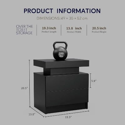 NicBex Nightstand With 2 Drawers, Modern Night Stand Frame With Cabinet Lights , Bedside Table For Bedroom 6 NicBex Nightstand With 2 Drawers, Modern Night Stand Frame With Cabinet Lights , Bedside Table For Bedroom - Image 4