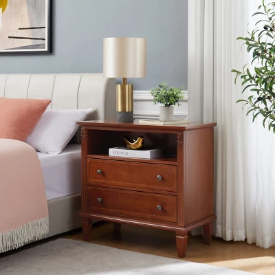NicBex Nightstand With Charging Station,Side Table With USB Ports&Outlets,Night Stand With Drawers&Open Shelf,Fluted Pilasters End Table For Bedroom 8 NicBex Nightstand With Charging Station,Side Table With USB Ports&Outlets,Night Stand With Drawers&Open Shelf,Fluted Pilasters End Table For Bedroom - Image 6