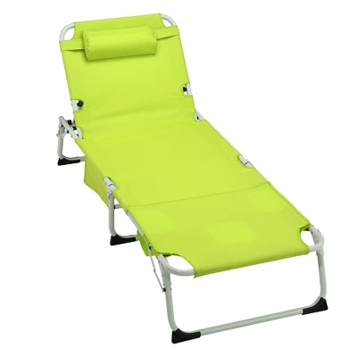 NicBex 3-in-1 Heavy Duty Folding Chaise Lounge, Lay Flat Tanning Chair With Face Hole, 5-Position Adjustable, Portable For Beach, Pool, Yellow 4 NicBex 3-in-1 Heavy Duty Folding Chaise Lounge, Lay Flat Tanning Chair With Face Hole, 5-Position Adjustable, Portable For Beach, Pool, Yellow - Image 2