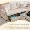 NicBex Modern Corduroy Sectional Sofa Futon Couch With Storage Ottoman,Comfortable 3-Seat Sofa Couch For Living Room,Apartment
