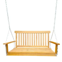 NicBex 2-Seat Outdoor Hanging Wood Porch Swing With Armrests For Patio Bedroom Garden -Nicbex GUEST b6ac6ca7 008f 4006 919c d44b62fd6c64