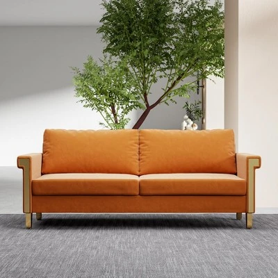 NicBex Couches For Living Room 76" Sofa Velvet Upholstered 2-Seat Couch Soft Sponges Modern Designs Sofa With Gold Trim And Cozy Cushions 9 NicBex Couches For Living Room 76" Sofa Velvet Upholstered 2-Seat Couch Soft Sponges Modern Designs Sofa With Gold Trim And Cozy Cushions - Image 7