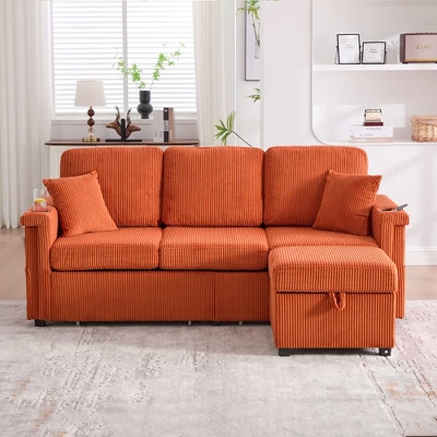 NicBex Modern Corduroy Sectional Sofa Futon Couch With Storage Ottoman,Comfortable 3-Seat Sofa Couch For Living Room,Apartment 13 NicBex Modern Corduroy Sectional Sofa Futon Couch With Storage Ottoman,Comfortable 3-Seat Sofa Couch For Living Room,Apartment - Image 11