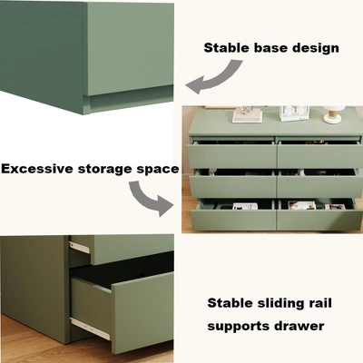 NicBex 6 Hidden-Handle Drawers Dresser,Modern Dressers With Simple Color For Living Room,Family Study,Hallway And Entryway,Bedroom Furniture 4 NicBex 6 Hidden-Handle Drawers Dresser,Modern Dressers With Simple Color For Living Room,Family Study,Hallway And Entryway,Bedroom Furniture - Image 2