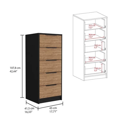 NicBex 5 Drawer Dresser For Bedroom,Modern Style Drawers With Black Handle,Dressers For Kids Room,Living Room,Entry And Hallway 4 NicBex 5 Drawer Dresser For Bedroom,Modern Style Drawers With Black Handle,Dressers For Kids Room,Living Room,Entry And Hallway - Image 2