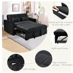 NicBex Convertible Sofa Bed Loveseat Couch With Pull Out Bed & Reclining Backrest,Upholstered Futon Sofa For Living Room,Bedroom -Nicbex GUEST ba7e4318 1ea2 4cde b71b c88e383d3cc0