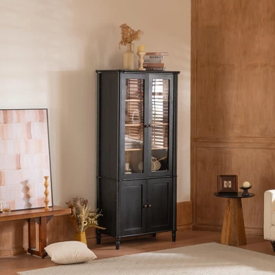 NicBex Vintage Tall Bookshelves Pantry Cabinet With Glass Doors & Adjustable Shelves,Display Buffet Cabinet For Hallways,Living Room,Kitchen 8 NicBex Vintage Tall Bookshelves Pantry Cabinet With Glass Doors & Adjustable Shelves,Display Buffet Cabinet For Hallways,Living Room,Kitchen - Image 6