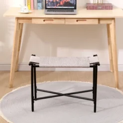 NicBex Handwoven Paper Rope Pouf Ottoman Bench, Foot Rest Shoes Stools For Living Room, Entryway And Bedroom -Nicbex GUEST bb91b03e cc56 4acc a795 ee11fc4323df