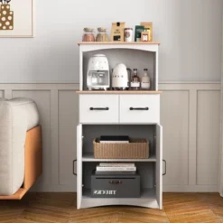 NicBex Farmhouse Wooden Sideboard Pantry Cabinet With Adjustable Storage & Open Shelves,Coffee Bar Buffet Cabinet For Kitchen,Dining Room -Nicbex GUEST bb9b435a a421 415b 8ace 1f4ba4148004