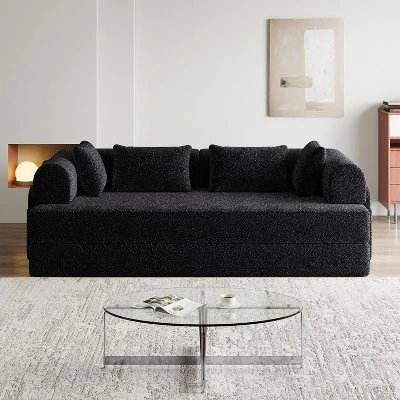 NicBex Modern Convertible Sleeper Sofa Futon Couch With Cylindrical Pillow,Comfortable Folding Sofa Couch For Living Room,Apartment 4 NicBex Modern Convertible Sleeper Sofa Futon Couch With Cylindrical Pillow,Comfortable Folding Sofa Couch For Living Room,Apartment - Image 2