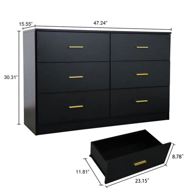 NicBex Dresser For Bedroom,Wide Chest Of Drawers With Golden Handles,Storage Dressers For Bedroom 4 NicBex Dresser For Bedroom,Wide Chest Of Drawers With Golden Handles,Storage Dressers For Bedroom - Image 2
