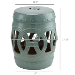 NicBex Outdoor Ceramic Garden Stool Round Side End Table With Woven Lattice Design,Outdoor Table With Glazed Strong Materials For Patio