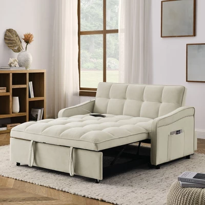 NicBex Classic Convertible Sleeper Chair, Pull-out Sofa Bed With 2 Arm Pockets,Couches With USB Charging Design For Living Room,Gray/Beige/Black/Blue 6 NicBex Classic Convertible Sleeper Chair, Pull-out Sofa Bed With 2 Arm Pockets,Couches With USB Charging Design For Living Room,Gray/Beige/Black/Blue - Image 4