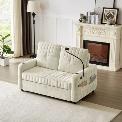 NicBex Modern Pull Out Sofa Bed Convertible Sofa Couch With Adjustable Back, Charging Ports And Cup Holders For Living Room 4 NicBex Modern Pull Out Sofa Bed Convertible Sofa Couch With Adjustable Back, Charging Ports And Cup Holders For Living Room - Image 2