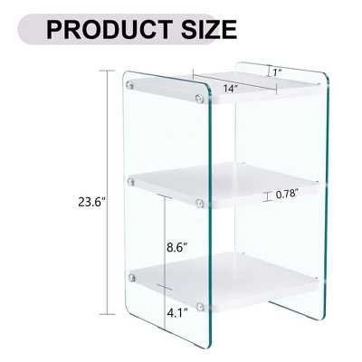 NicBex 3-Tier Glass Panel Night Stand,Modern Nightstand With Tempered Glass,MDF Bedside Table With Storage Shelf,Side Table For Bedroom,Living Room 3 NicBex 3-Tier Glass Panel Night Stand,Modern Nightstand With Tempered Glass,MDF Bedside Table With Storage Shelf,Side Table For Bedroom,Living Room