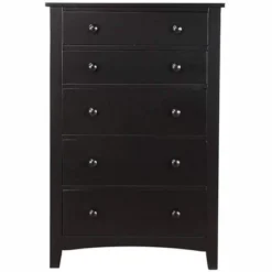 NicBex 5 Drawers Dresser For Bedroom,Black Chest Of Drawers With Round Handle,Modern Wood Dressers For Closet,Living Room,Hallway,Black -Nicbex GUEST c6959c0f 3651 44c2 9b2e 0e9ec9d83ac2