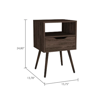 NicBex Wood Nightstand With Drawer,24.8" Modern Night Stand With Shelf,Bedside Table With Metal Legs,Side Table For Bedroom&Living Room 5 NicBex Wood Nightstand With Drawer,24.8" Modern Night Stand With Shelf,Bedside Table With Metal Legs,Side Table For Bedroom&Living Room - Image 3