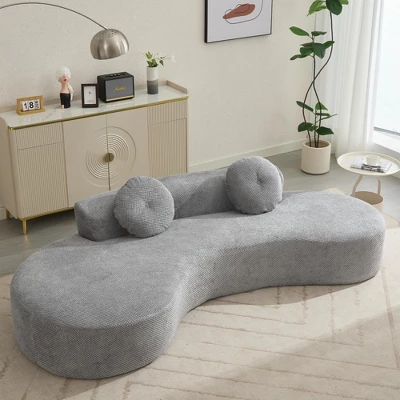 NicBex Couches For Living Room Cloud Couch 105.5'' Curved Sofa Modern Minimalist Corduroy Upholstered 3-4 Seater Sofa Couch With 2 Pillows 8 NicBex Couches For Living Room Cloud Couch 105.5'' Curved Sofa Modern Minimalist Corduroy Upholstered 3-4 Seater Sofa Couch With 2 Pillows - Image 6