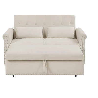 NicBex 55 Inch Loveseat Sofa With Pull-Out Bed And Adjustable Backrest Upholstered Sleeper Sofa Couch With 2 Lumbar Pillows For Living Room 7 NicBex 55 Inch Loveseat Sofa With Pull-Out Bed And Adjustable Backrest Upholstered Sleeper Sofa Couch With 2 Lumbar Pillows For Living Room - Image 5